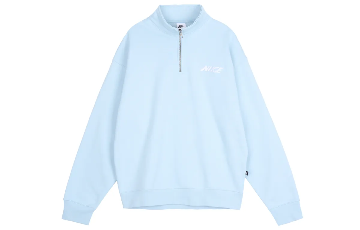 Nike Sweatshirts Men's Light Blue Stand Collar Moderate Regular