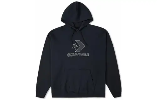 Converse Sweatshirts Unisex Black Hooded Moderate Regular