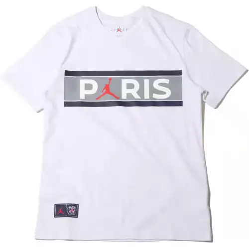 Jordan T Shirts Men's White Crew Neck Moderate Straight Fit