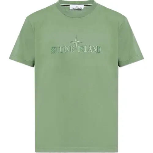 STONE ISLAND Logo Printed Crewneck T Shirt