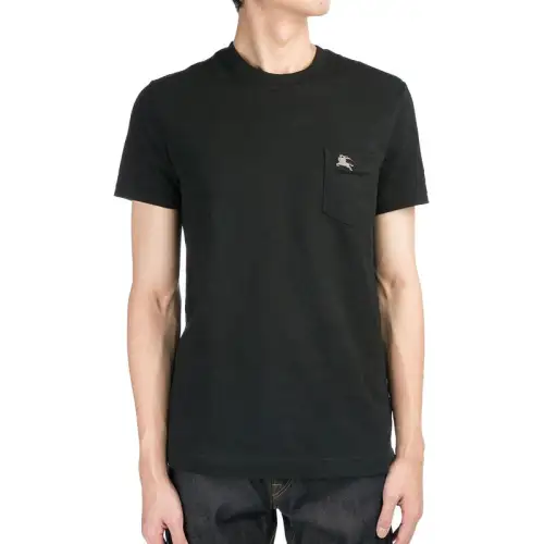 Burberry T Shirts Men's Black Crew Neck Moderate Straight Fit