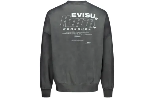 EVISU Sweatshirts Men's Black Crew Neck Moderate Regular