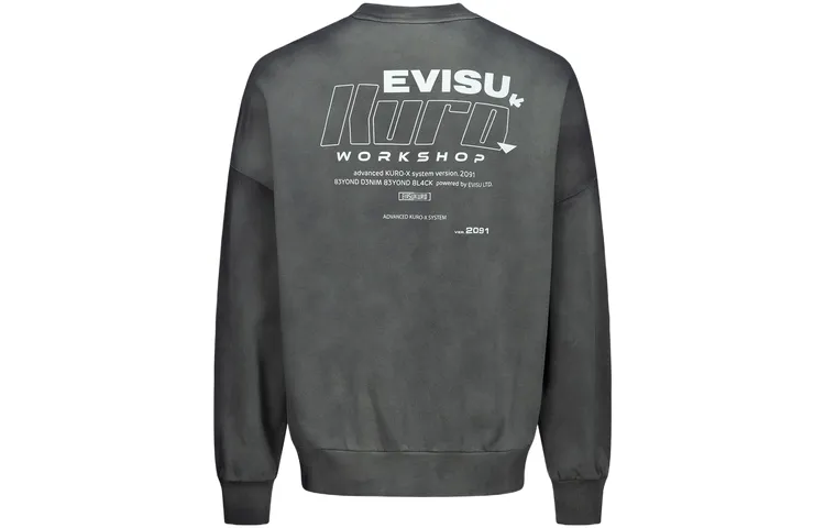 EVISU Sweatshirts Men's Black Crew Neck Moderate Regular