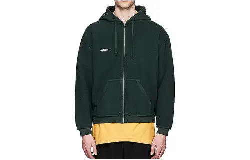 Vetements Sweatshirts Men's Dark Green Hooded Moderate Cardigan