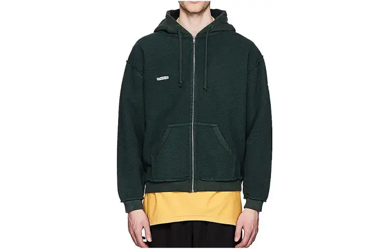 Vetements Sweatshirts Men's Dark Green Hooded Moderate Cardigan