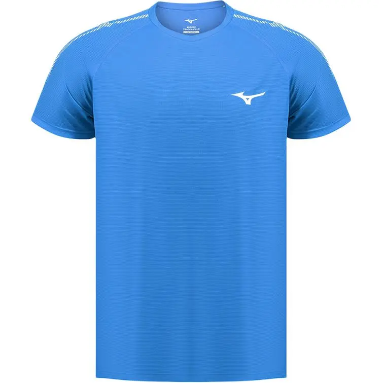 Mizuno T-Shirts Men's Blue Crew Neck Moderate Straight Fit