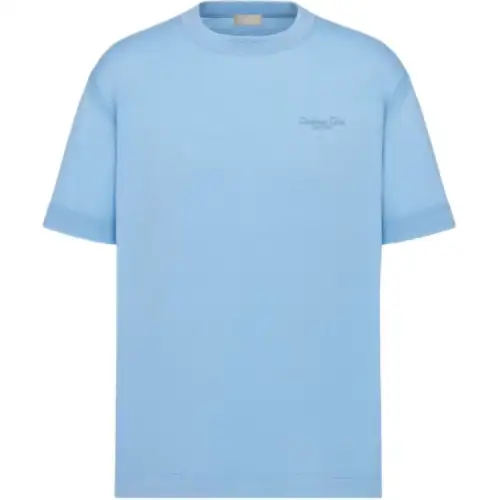 DIOR T Shirts Men's Light Blue Crew Neck Moderate