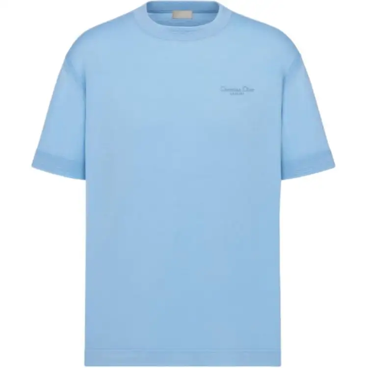 DIOR T Shirts Men's Light Blue Crew Neck Moderate