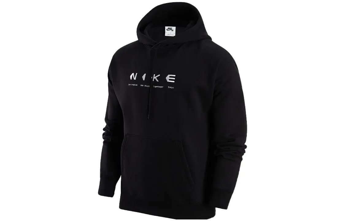 Nike Sweatshirts Unisex Black Hooded Moderate Straight Fit