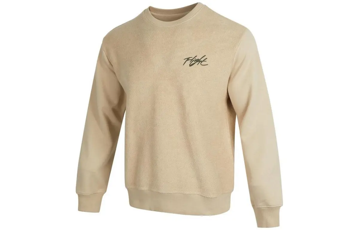 Jordan Flight Sweatshirts Men's Beige Yellow Crew Neck Moderate Regular