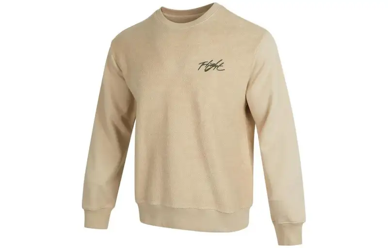 Jordan Flight Sweatshirts Men's Beige Yellow Crew Neck Moderate Regular