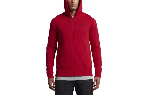 Jordan Sweatshirts Men's Gym Red Hooded Moderate Cardigan