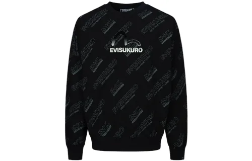 EVISU Sweatshirts Men's Black Crew Neck Moderate Regular