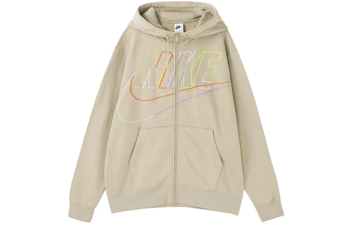 Nike Sweatshirts Men's Khaki Hooded Moderate Cardigan