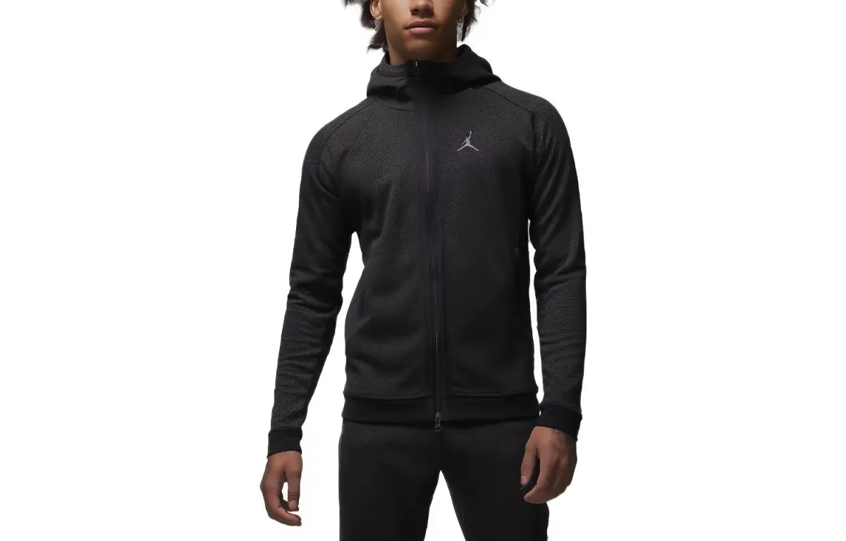 Jordan Sweatshirts Men's Black Hooded Moderate Cardigan
