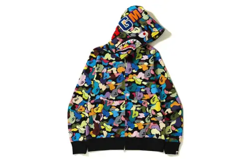 A BATHING APE Bape BAPE SS23 shark geometric pattern all-over zipper sweatshirt men's black