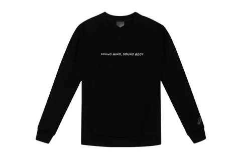 ASICS Sweatshirts Men's Black Crew Neck Moderate Regular