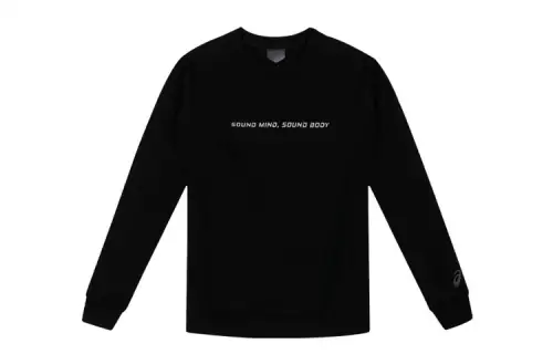 ASICS Sweatshirts Men's Black Crew Neck Moderate Regular