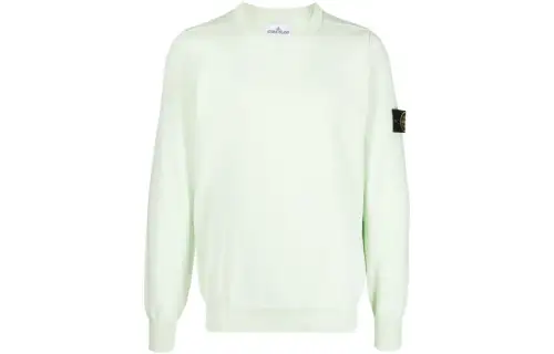 STONE ISLAND Sweatshirts Men's Light Green Crew Neck Moderate Regular