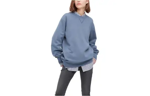 UNIQLO Sweatshirts Unisex Sky Blue Crew Neck Moderate Regular