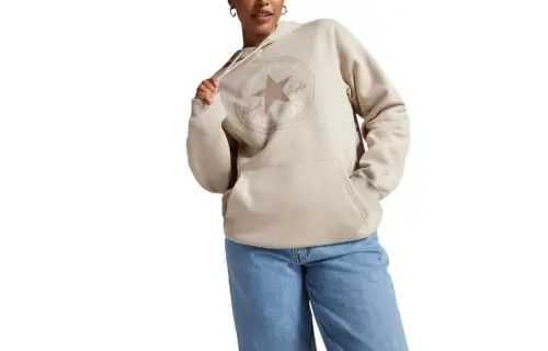 Converse Go to All Star Patch Standard Fit Fleece Pullover Hoodie Sweatshirt Unisex Khaki