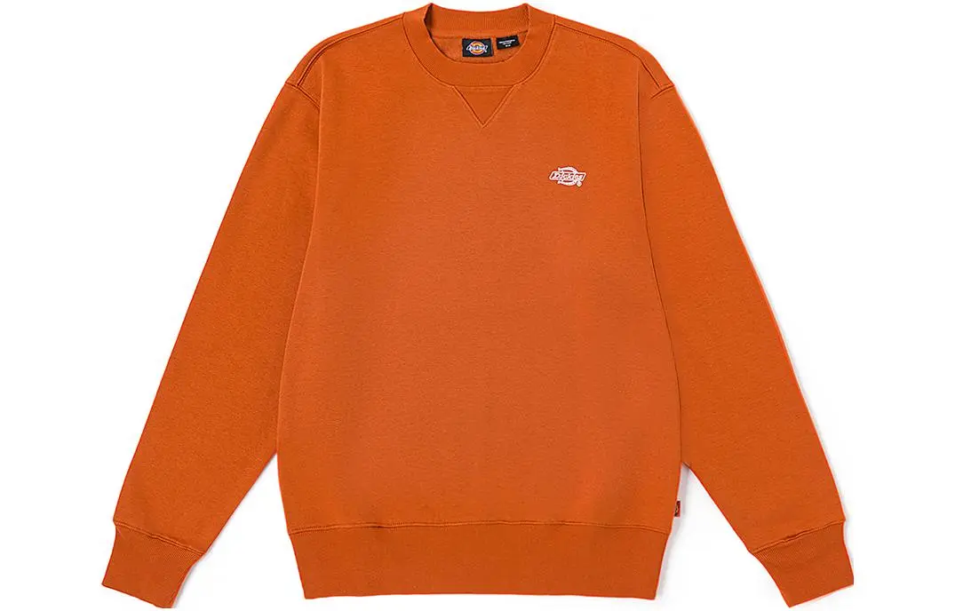 Dickies Brand Logo Letter Print Crew Neck Pullover Fleece Lined Straight Fit Sweatshirt Unisex Bombay Tan