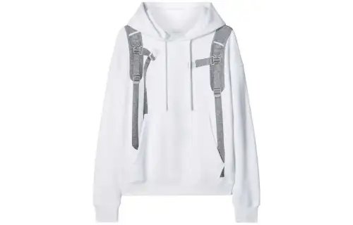 Off- Backpack-Print Drawstring Hoodie