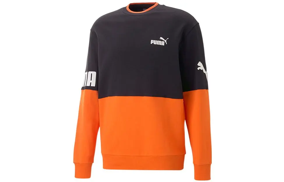 PUMA Sweatshirts Men's Orange Crew Neck Moderate Regular