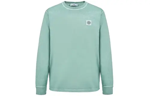 STONE ISLAND Sweatshirts Men's Grass Green Crew Neck Moderate Regular