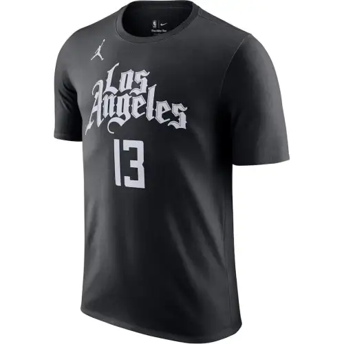 Jordan BRANDEdition Name & Number Paul George Los Angeles Clippers 2022/23 Statement Edition Letter Print Simple Short Sleeve T-Shirt Unisex Black