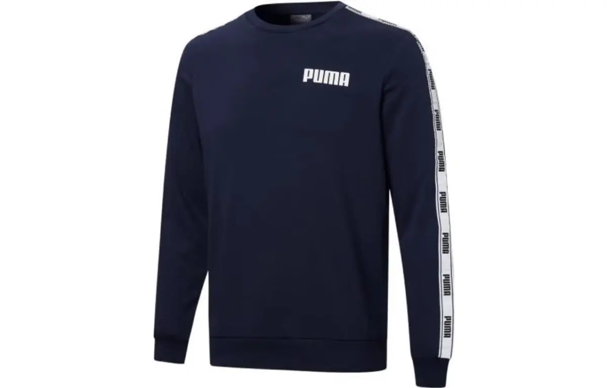 PUMA Sweatshirts Men's Tweed Blue Crew Neck Moderate Straight Fit
