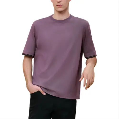 HERMES T Shirts Men's Purple Crew Neck Moderate Straight Fit