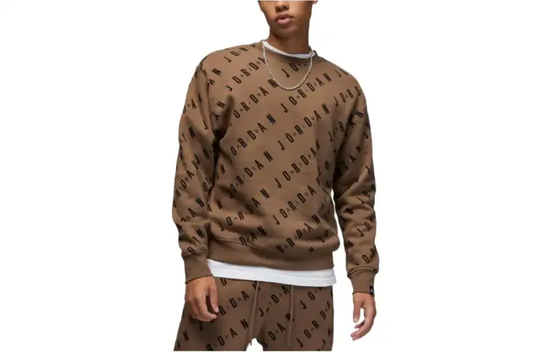 Jordan Sweatshirts Men's Brown Crew Neck Moderate Regular