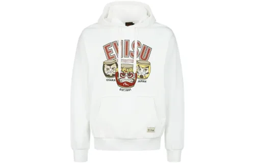 EVISU Sweatshirts Men's White Hooded Moderate Regular
