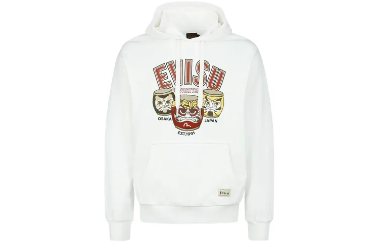 EVISU Sweatshirts Men's White Hooded Moderate Regular