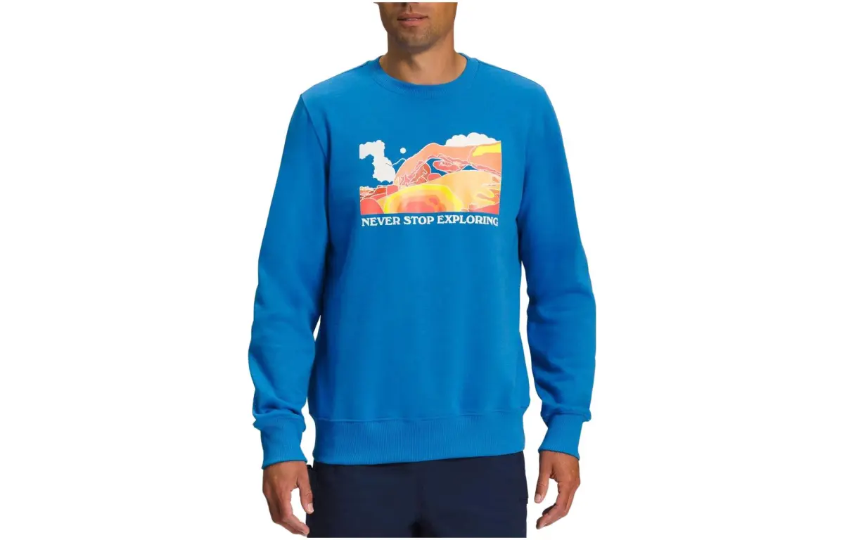 THE NORTH FACE Sweatshirts Men's Sky Blue Crew Neck Moderate