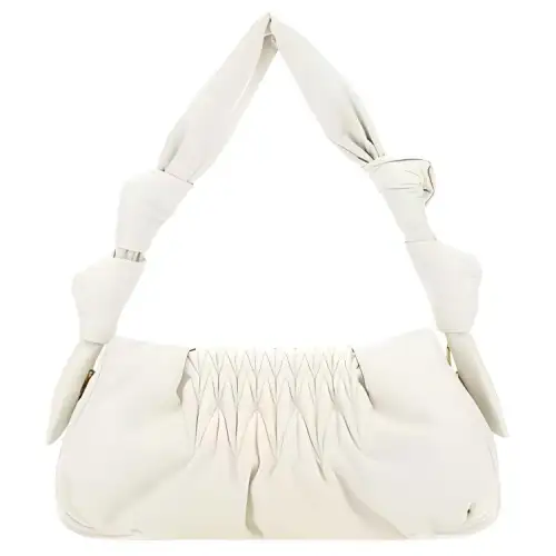 MIU MIU Leather One Shoulder Handbag Women's White