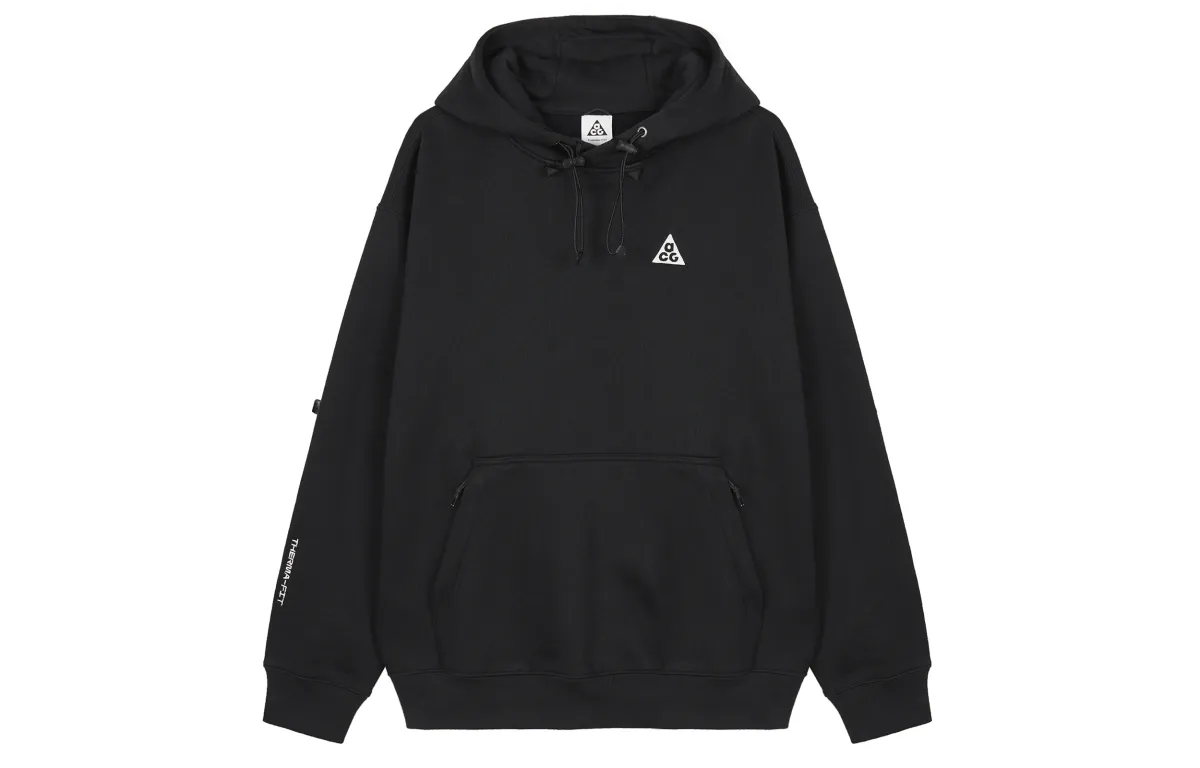 Nike ACG Thickened And Fleece Lined Solid Color Loose Fit Pullover Hooded Sweatshirt Unisex Black
