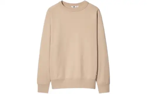 UNIQLO Sweatshirts Unisex Khaki Crew Neck Moderate Regular