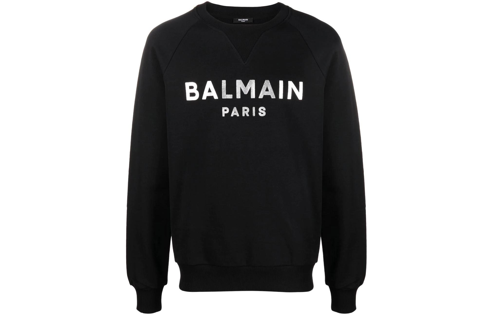 Мужское худи BALMAIN FW22 (черно-серебряное)