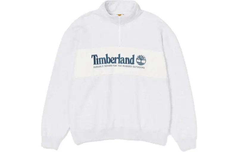 Timberland FW23+81 3 Sweatshirts Unisex White Gray Stand Collar Moderate Regular