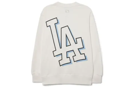 MLB Los Angeles Dodgers Sweatshirts Unisex Ivory White Crew Neck Moderate