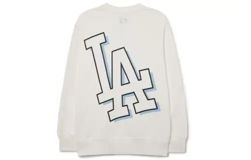 MLB Los Angeles Dodgers Sweatshirts Unisex Ivory White Crew Neck Moderate Regular