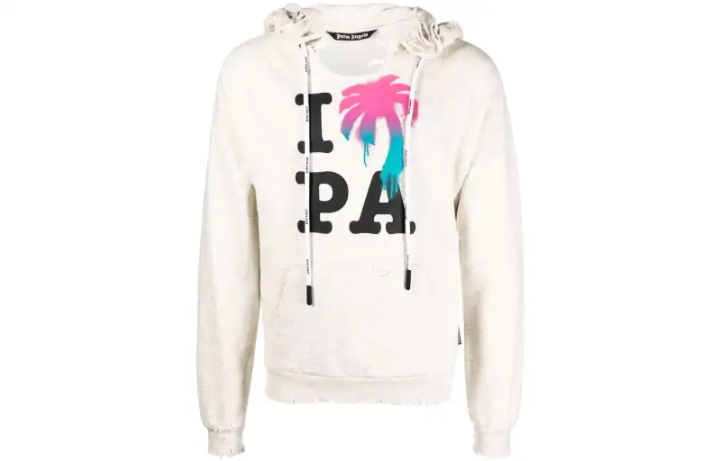 PALM ANGELS Sweatshirts Men's Beige Hooded Moderate Regular