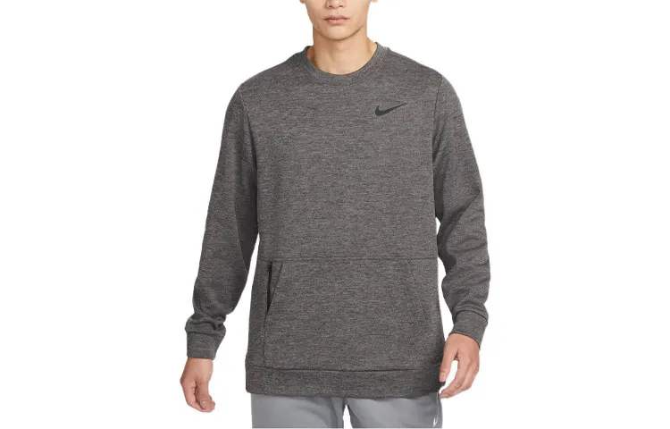 Nike Training Sports Thickened And Fleece Lined Pullover Long Sleeved Sweatshirt Men's Toned Charcoal Black