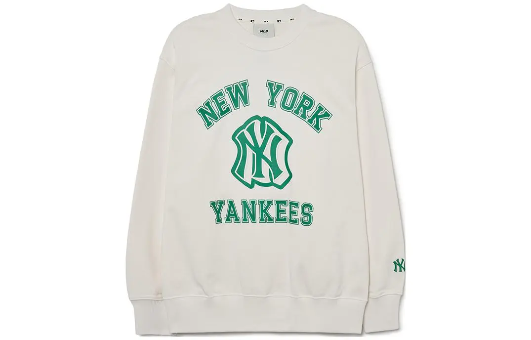 MLB New York Yankees Sweatshirts Unisex Cream Crew Neck Moderate
