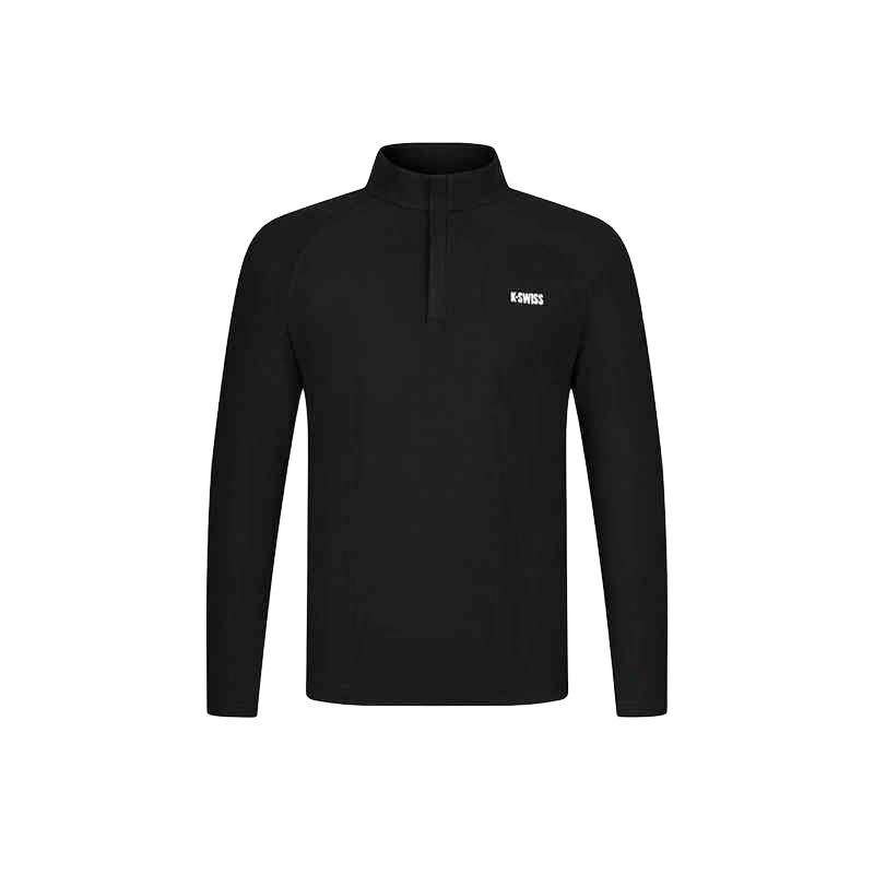 K·SWISS Fleece Tops Men's Jet Black Half Turtleneck Thickened