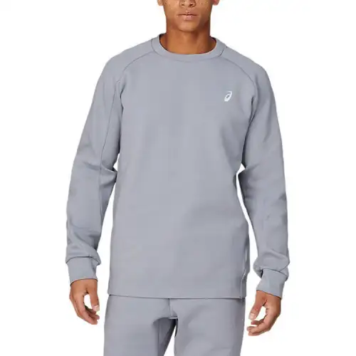 ASICS Sweatshirts Men's Gray Crew Neck Moderate Regular