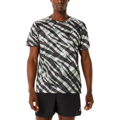 ASICS T Shirts Men's Black Crew Neck Moderate Straight Fit