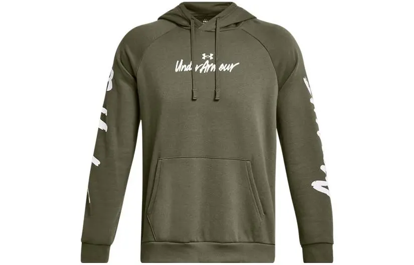 Under Armour Rival Sweatshirts Men's Green Hooded Thickened Regular